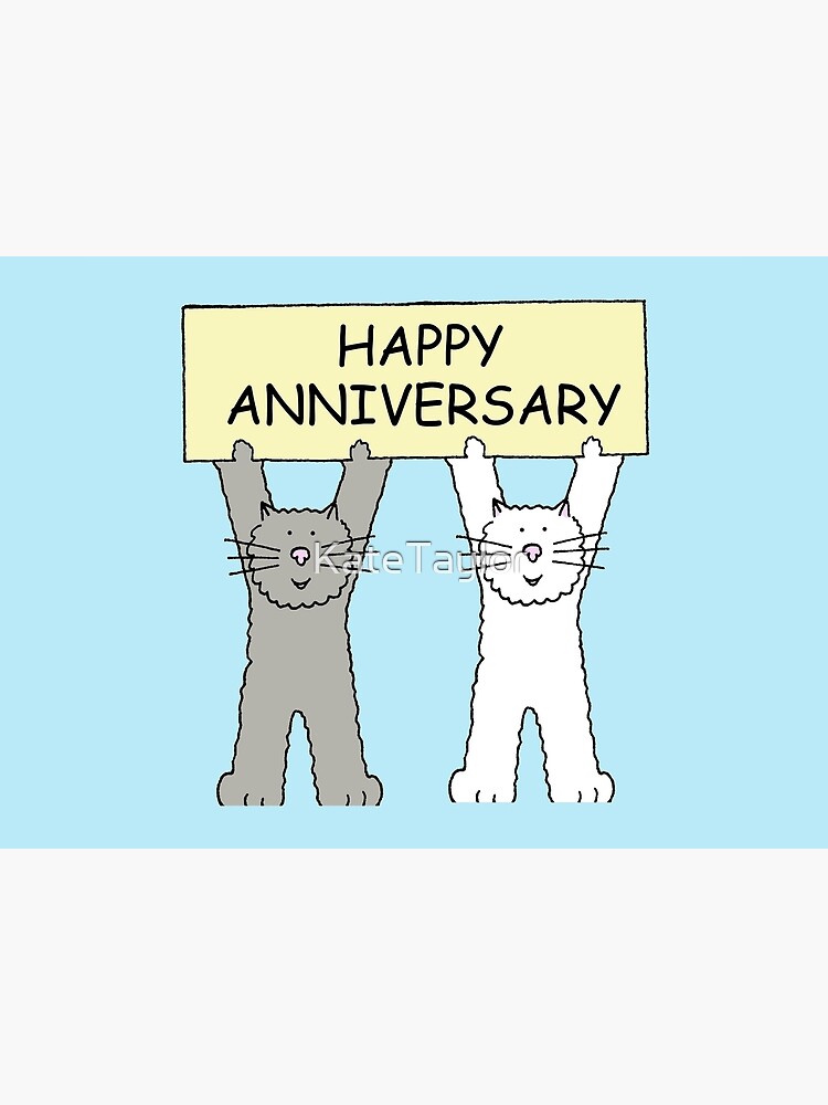 Happy Anniversary Cartoon Cats Greeting Card By Katetaylor