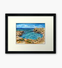 Watercolor sea of Cyprus Framed Print