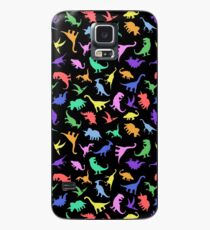 Funda/vinilo para Samsung Galaxy Patrón de dinosaurio divertido (fondo negro)