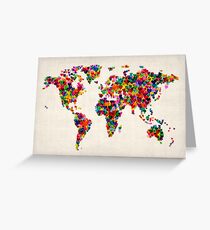 Love Hearts Map of the World Map Greeting Card