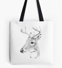 Deer, black and white Tote Bag