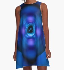 Blue spinning atom A-Line Dress