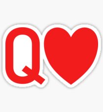 Q (heart) Queen of Hearts Design Sticker