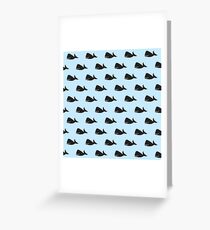 Cute Little Navy Blue Whale Pattern on Pastel Blue Greeting Card