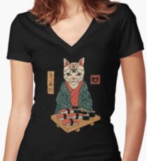 Neko Sushi Bar Women's Fitted V-Neck T-Shirt