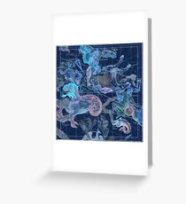 Star Atlas Vintage Constellation Map Blue Ignace Gaston Pardies Greeting Card