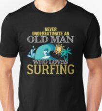 Surfing Cool Old Man Unisex T-Shirt