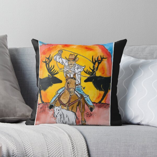 Calf roper Throw Pillow