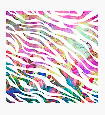 Pastell und White Floral Zebra-Muster Fotodruck