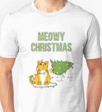 Christmas Cat Orange Cat xmas tree funny kitty Meowy Christmas tiger Unisex T-Shirt