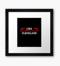 Cleveland USA Airport Plane Dark Color Framed Print
