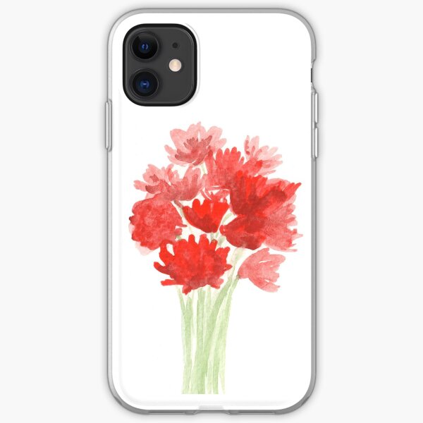 Red Azalea Flower Bouquet original watercolor painting iPhone Soft Case