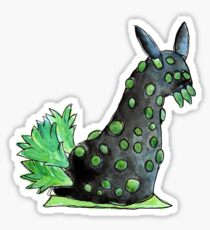 Green and black sea slug in watercolor Sticker