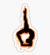Yoga yoga poses orange and black silhouette Sticker