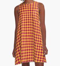 Maroon and Gold Geometric A-Line Dress