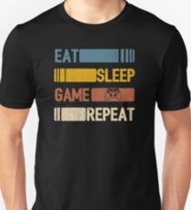 Video Game Eat Sleep Game Repeat Funny Vintage Unisex T-Shirt