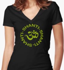 Yoga Shanti Shanti Shanti Om Yoga Fitted V-Neck T-Shirt