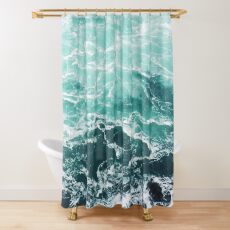 Blue Ocean Summer Beach Waves Shower Curtain