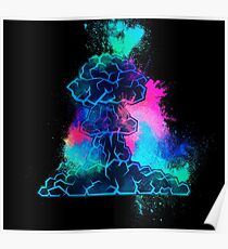 Hiroshima mushroom cloud colorful Poster