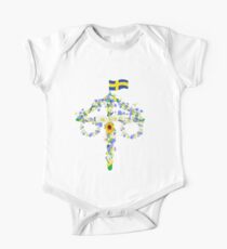 Midsommar Midsummer blüht Blumen Pole Festival Flagge Baby Body Kurzarm