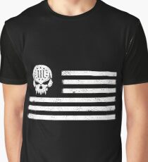 Three Percenter Skull and American Flag Oath Keeper Flag Graphic T-Shirt