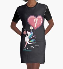 Unicorn 7 year old birthday girl Graphic T-Shirt Dress
