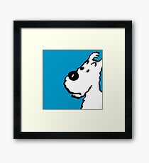 Snowy(Tintin Dog "Milou") Blue Framed Print