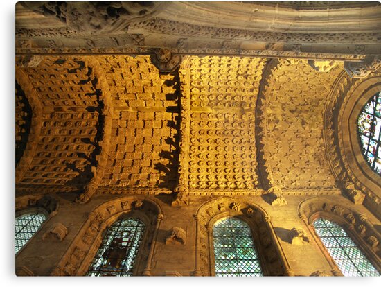 Ceiling Of Rosslyn Chapel Roslin Scotland Metal Prints By Bev