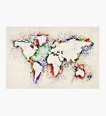 Map of the World Paint Splashes Photographic Print