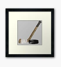Hockey Stick and Puck - watercolor Framed Print