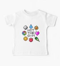 "Hit The Gym" Indigo League Badges Baby Tee