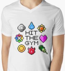 "Hit The Gym" Indigo League Badges Men's V-Neck T-Shirt
