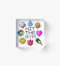 "Hit The Gym" Indigo League Badges Acrylic Block