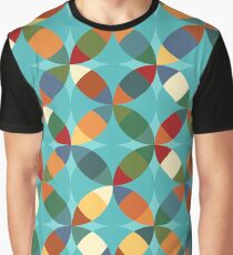 Colorful Mid Century Modern Geometric Circle X Print Graphic T-Shirt