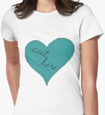 Cut Here Emo Heart Women's Fitted T-Shirt