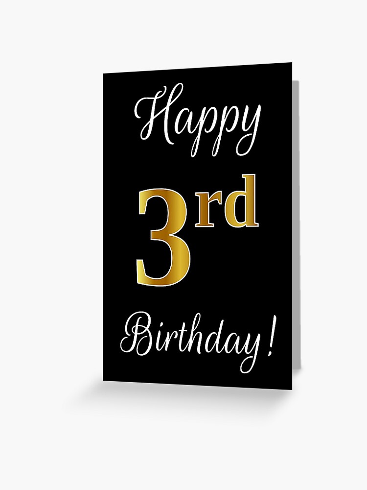 Elegant Faux Gold Look Number Quot Happy 3rd Birthday Quot