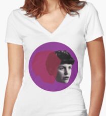 Sylvia Plath portrait Women's Fitted V-Neck T-Shirt
