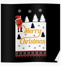 Ugly Christmas Sweater Santa Peeing in the Snow Yellow Snow Poster