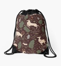 The Running of the Deer - Brown Drawstring Bag