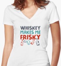 Whisky verspielt Tailliertes T-Shirt mit V-Ausschnitt