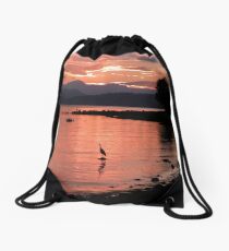 Sunset Heron Drawstring Bag