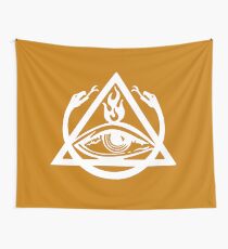 The Order of the Triad - White on Orange Wall Tapestry