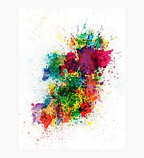 Ireland Map Paint Splashes Photographic Print