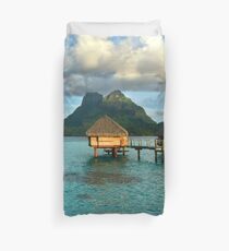 Bora Bora Tahiti Bungalow, Blue Water Tropical Paradise Duvet Cover