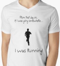 I was RUNNING! Men's V-Neck T-Shirt