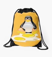 LINUX TUX PENGUIN TWINS SUNNYSIDE UP Drawstring Bag