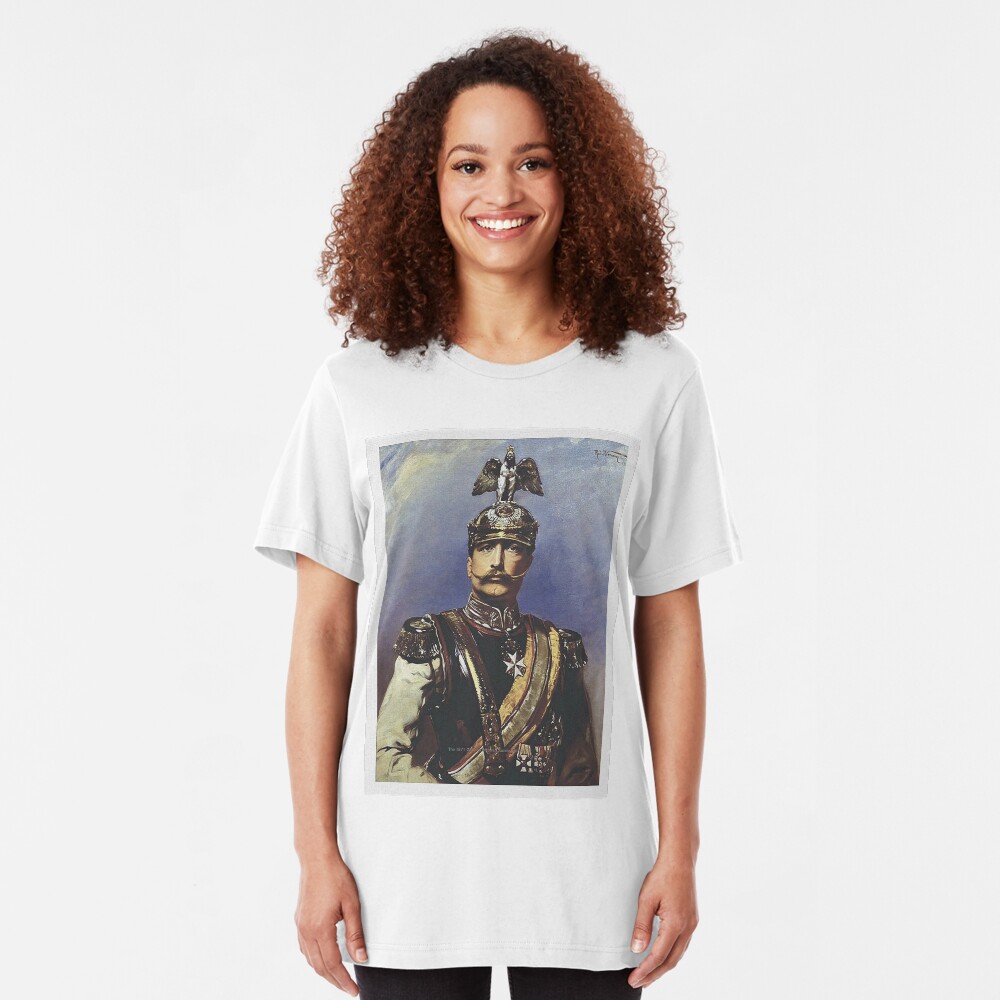 Kaiser Wilhelm II with Prussian Royal Guards helmet Slim Fit T-Shirt