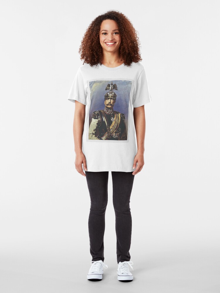 Alternate view of Kaiser Wilhelm II with Prussian Royal Guards helmet Slim Fit T-Shirt