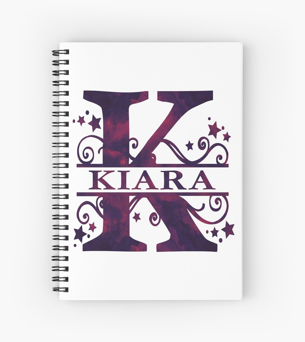 kiara-girls-name-and-monogram-in-dark-purple-spiral-notebooks-by