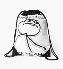 Antisocial and proud Drawstring Bag
